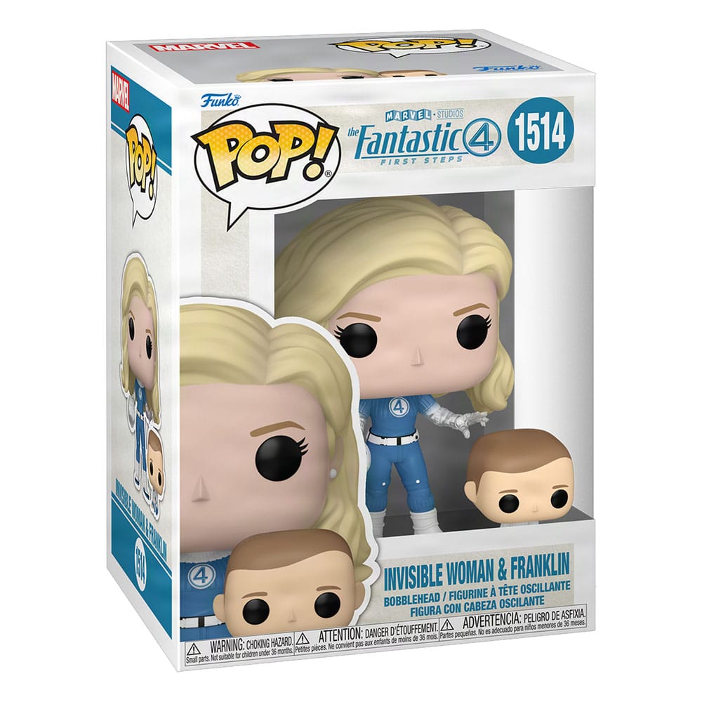 Les Quatre Fantastiques : Premiers pas POP! & Buddy Marvel Figurine en vinyle Femme Invisible & Franklin 9 cm