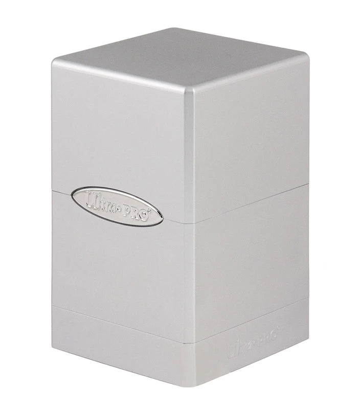 deck box Satin Tower Ultra Pro. Peut contenir 100 cartes. Couleur argent métallisé.