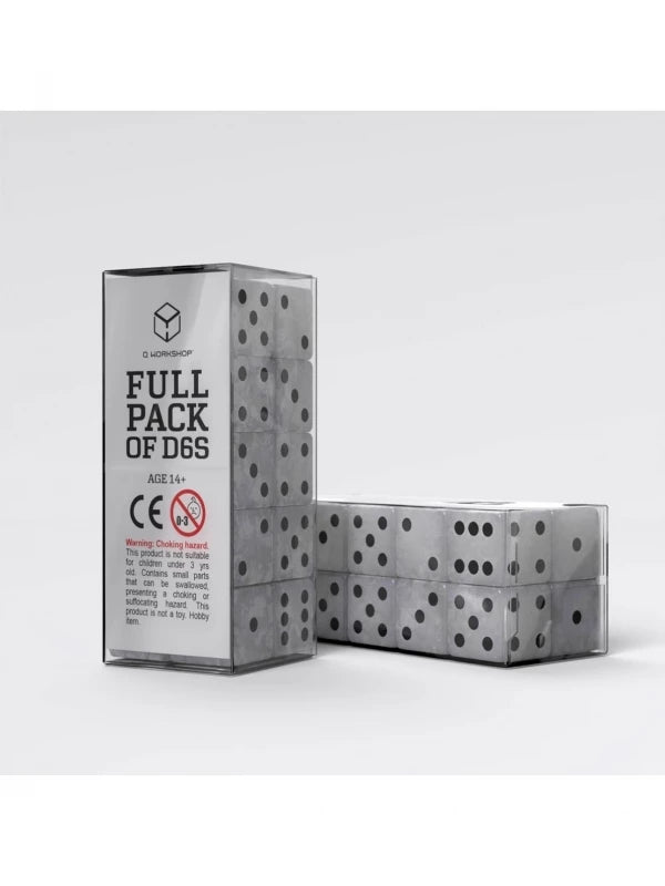 Pack complet de dés D6 Gris et Noir (20 unités) - Q Workshop