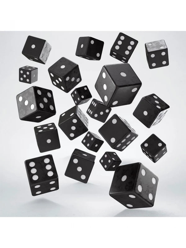 Lot complet de dés D6 noirs et blancs (20 unités) - Q Workshop