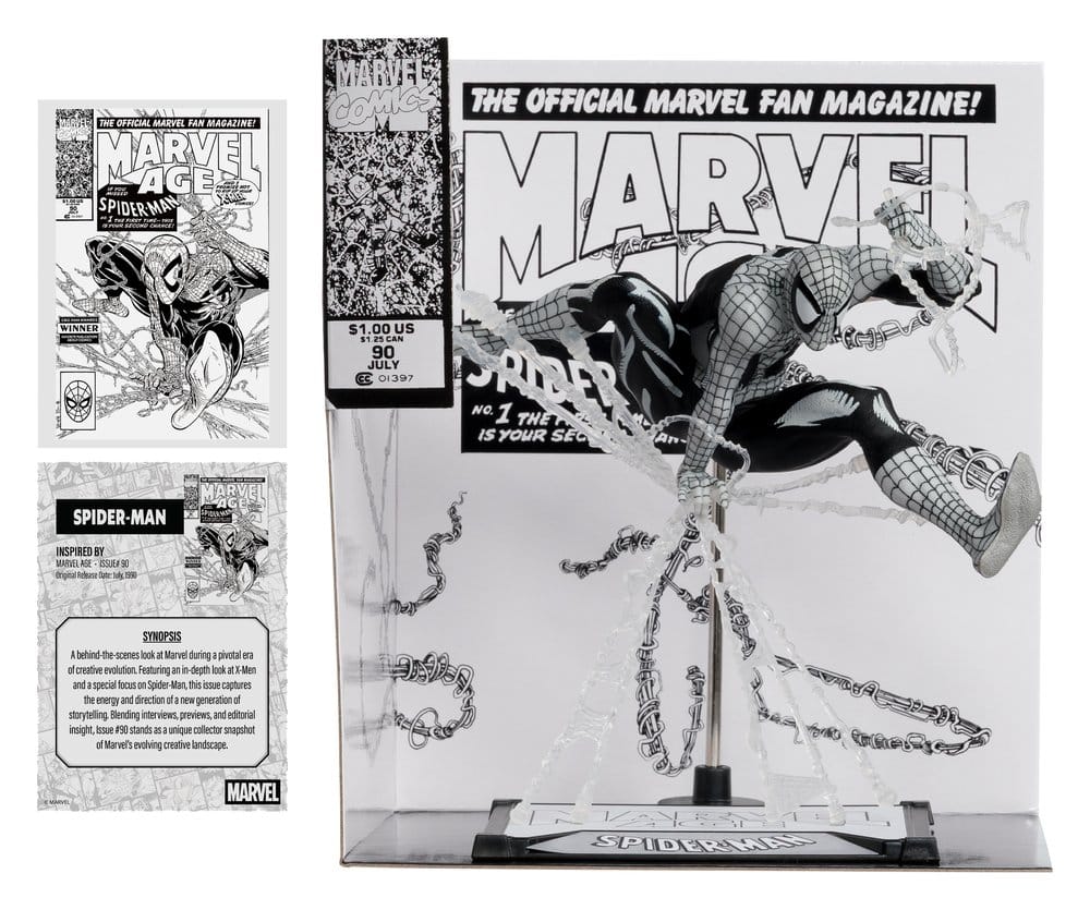 Statuette Marvel en PVC à l'échelle 1/10 de Spider-Man (Marvel Age #90) (Dessin au trait) 18 cm